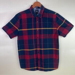 Volcom Men’s Top/ Button Down Size LG Plaid Long Sleeve Casual w/ Chest Pocket